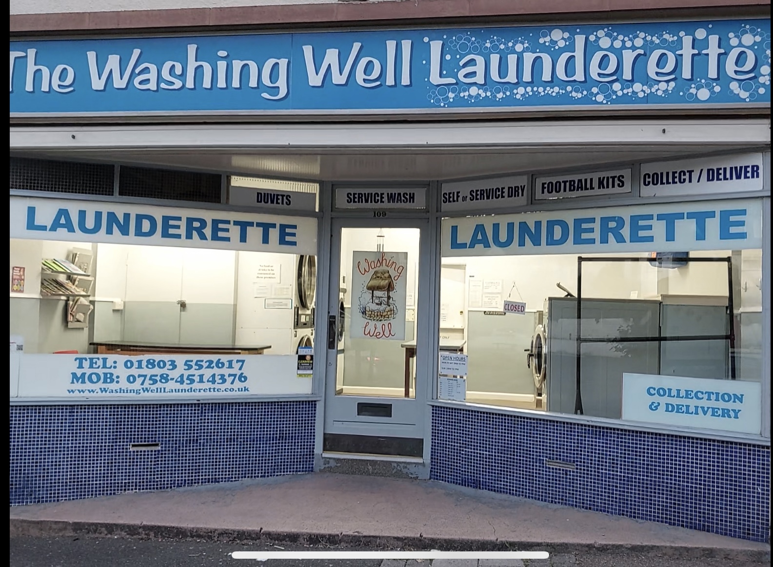 Washing Well Launderette shop front at 109 Foxhole Road, Paignton